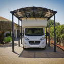 Carport en alu gris et polycarbonate 1 voiture 31m² Arcadia Alpine 8500 - PALRAM