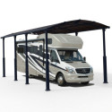 Carport en alu gris et polycarbonate 1 voiture 31m² Arcadia Alpine 8500 - PALRAM