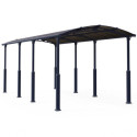 Carport en alu gris et polycarbonate 1 voiture 31m² Arcadia Alpine 8500 - PALRAM