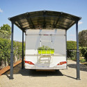 Carport en alu gris et polycarbonate 1 voiture 31m² Arcadia Alpine 8500 - PALRAM