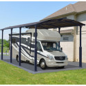 Carport en alu gris et polycarbonate 1 voiture 31m² Arcadia Alpine 8500 - PALRAM