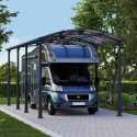Carport en alu gris et polycarbonate 1 voiture 31m² Arcadia Alpine 8500 - PALRAM