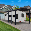 Carport en alu gris et polycarbonate 1 voiture 46,3m² Arcadia Alpine 12700 - PALRAM