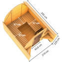 Sauna Tonneau 2 à parois droites avec vestibule - 4 à 6 places bois massif 38mm KARIBU