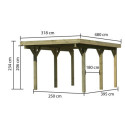 Carport en bois autoclave 15m² et toit en acier – KARIBU