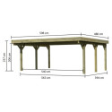 Carport en bois autoclave 28,3m² et toit en PVC gris – KARIBU