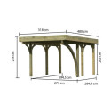 Carport en bois autoclave 15m² avec poteau en arc et toit en acier – KARIBU