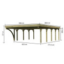 Carport double en bois autoclave 50,9m² et toit en acier – KARIBU