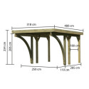 Carport en bois autoclave 15m², toit en PVC gris et deux poteaux en arc – KARIBU