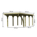 Carport en bois autoclave 21m² avec poteau en arc et toit en PVC gris – KARIBU