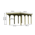 Carport en bois autoclave 21m² et toit en PVC gris – KARIBU