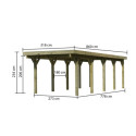 Carport en bois autoclave 26,9m² et toit en PVC gris – KARIBU
