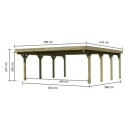 Carport double en bois autoclave 40,2m² et toit en PVC gris – KARIBU