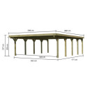Carport double en bois autoclave 50,9m² et toit en PVC gris – KARIBU