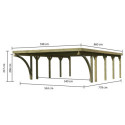 Carport double en bois autoclave 50,9m², toit en PVC gris et deux poteaux en arc – KARIBU
