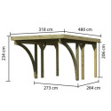 Carport en bois autoclave 15m², toit en acier et deux poteaux en arc – KARIBU