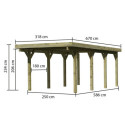 Carport en bois autoclave 20,9m² et toit en acier – KARIBU