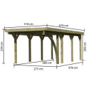 Carport en bois autoclave 20,9m² avec poteau en arc et toit en acier – KARIBU