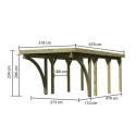 Carport en bois autoclave 20,9m², toit en acier et deux poteaux en arc – KARIBU