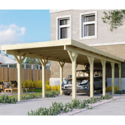 Carport en bois autoclave 26,9m² et toit en acier – KARIBU