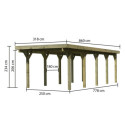 Carport en bois autoclave 26,9m² et toit en acier – KARIBU