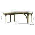 Carport double en bois autoclave 28,3m² avec poteau en arc et toit en acier – KARIBU