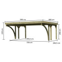 Carport double en bois autoclave 28,3m², toit en acier et deux poteaux en arc – KARIBU