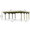 Carport en bois autoclave 40,2m² et toit en acier – KARIBU