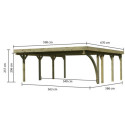 Carport en bois autoclave 40,2m² avec poteau en arc et toit en acier – KARIBU
