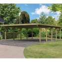 Carport double en bois autoclave 50,9m² et toit en acier – KARIBU