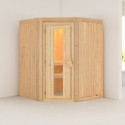 Sauna traditionnel d'angle LARIN 3 à 4 places 68mm sans couronne - avec porte à économie d'énergie KARIBU