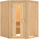 Sauna traditionnel d'angle LARIN 3 à 4 places 68mm sans couronne - avec porte à économie d'énergie KARIBU