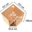 Sauna traditionnel d'angle LARIN 3 à 4 places 68mm sans couronne - avec porte moderne KARIBU