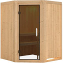 Sauna traditionnel d'angle LARIN 3 à 4 places 68mm sans couronne - avec porte moderne KARIBU
