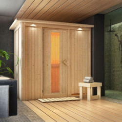 Sauna traditionnel VARIADO 2 à 3 places 68mm avec couronne et porte à économie d'énergie KARIBU