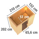 Sauna traditionnel VARIADO 2 à 3 places 68mm avec couronne et porte à économie d'énergie KARIBU