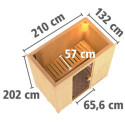 Sauna traditionnel VARIADO 2 à 3 places 68mm avec couronne et porte classique KARIBU