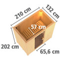 Sauna traditionnel VARIADO 2 à 3 places 68mm avec couronne et porte moderne KARIBU