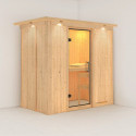 Sauna traditionnel VARIADO 2 à 3 places 68mm avec couronne et porte en verre claire KARIBU