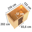 Sauna traditionnel VARIADO 2 à 3 places 68mm avec couronne et porte en verre claire KARIBU