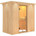 Sauna traditionnel VARIADO 2 à 3 places 68mm avec couronne et porte en verre claire KARIBU