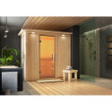 Sauna traditionnel VARIADO 2 à 3 places 68mm avec couronne et porte en verre claire KARIBU