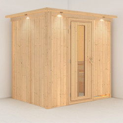 Sauna traditionnel BODIN 1 à 2 places 68mm avec couronne et porte à économie d'énergie KARIBU