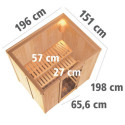 Sauna traditionnel BODIN 1 à 2 places 68mm sans couronne - avec porte en verre clair KARIBU