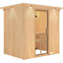 Sauna traditionnel BODIN 1 à 2 places 68mm avec couronne et porte en verre clair KARIBU
