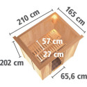 Sauna traditionnel BODIN 1 à 2 places 68mm avec couronne et porte en verre clair KARIBU