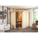Sauna traditionnel d'angle CARIN 4 à 5 places 68mm avec couronne et porte moderne KARIBU