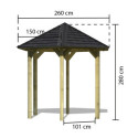 Kiosque hexagonal en bois Lissabon - Diam. 2,99m – avec shingles – Karibu