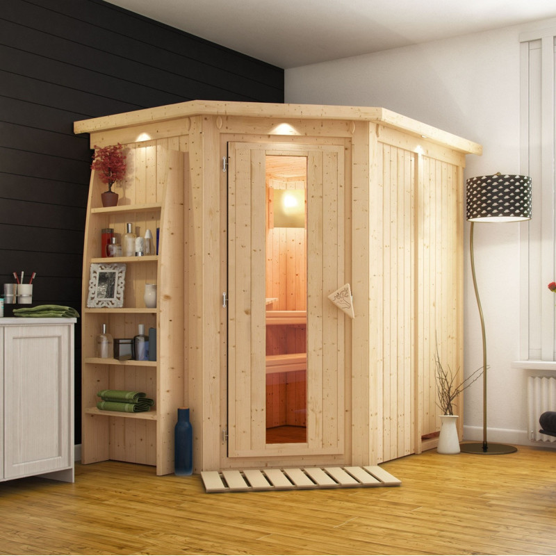 Sauna traditionnel d'angle CARIN 2 à 3 places 68mm KARIBU