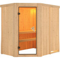 Sauna traditionnel d'angle CARIN 4 à 5 places 68mm sans couronne - avec porte classique KARIBU